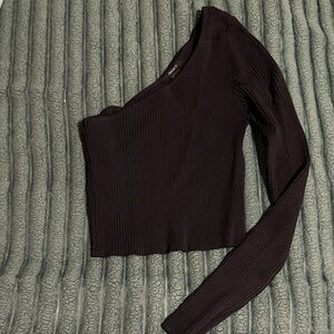 Forever 21 Black Ribbed Long Sleeve Top